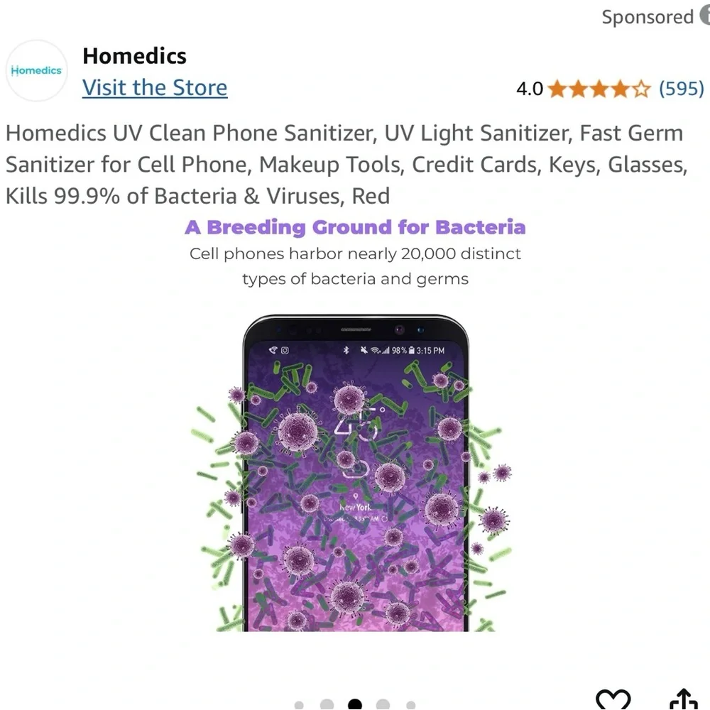 Homedics Red UV Clean Phone Sanitizer